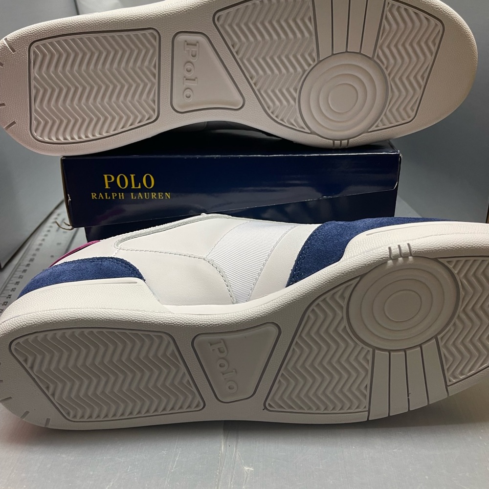 BNWT Polo Ralph Lauren Polo Court Low-Top Sneaker Blue/Pink size 10.5 - Picture 7 of 13